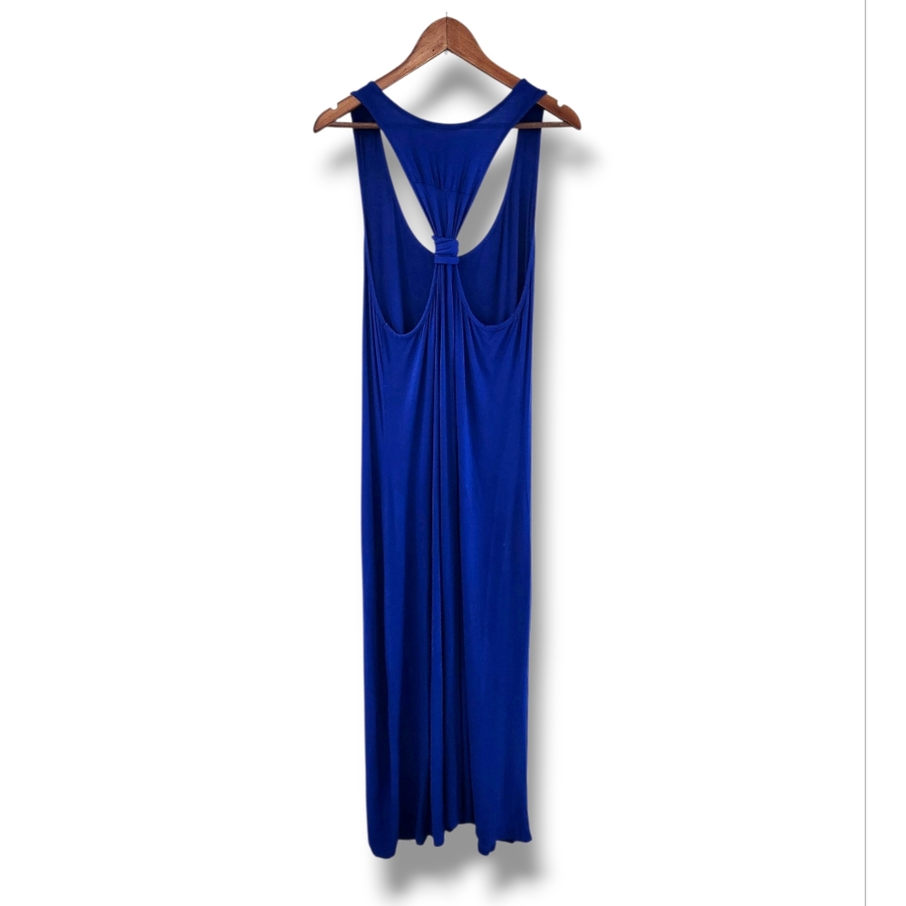 Punc Royal Blue Scoopneck Racerback Knit Maxi Dress | 2X - Picture 6 of 7